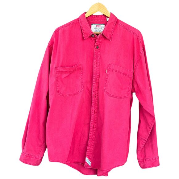 Levi's Other - Vintage Levi's Shirt Men's XL Red Denim Metal Button Long Sleeve Brush Popper